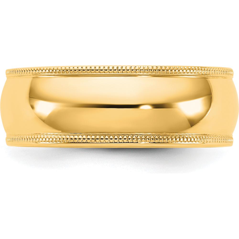 14K Yellow Gold 7mm Comfort Fit Milgrain Edge Domed Wedding Band by Luciano & Cie