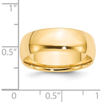 14K Yellow Gold 7mm Comfort Fit Wedding Band - Lightweight, Size 8 by Luciano & Cie