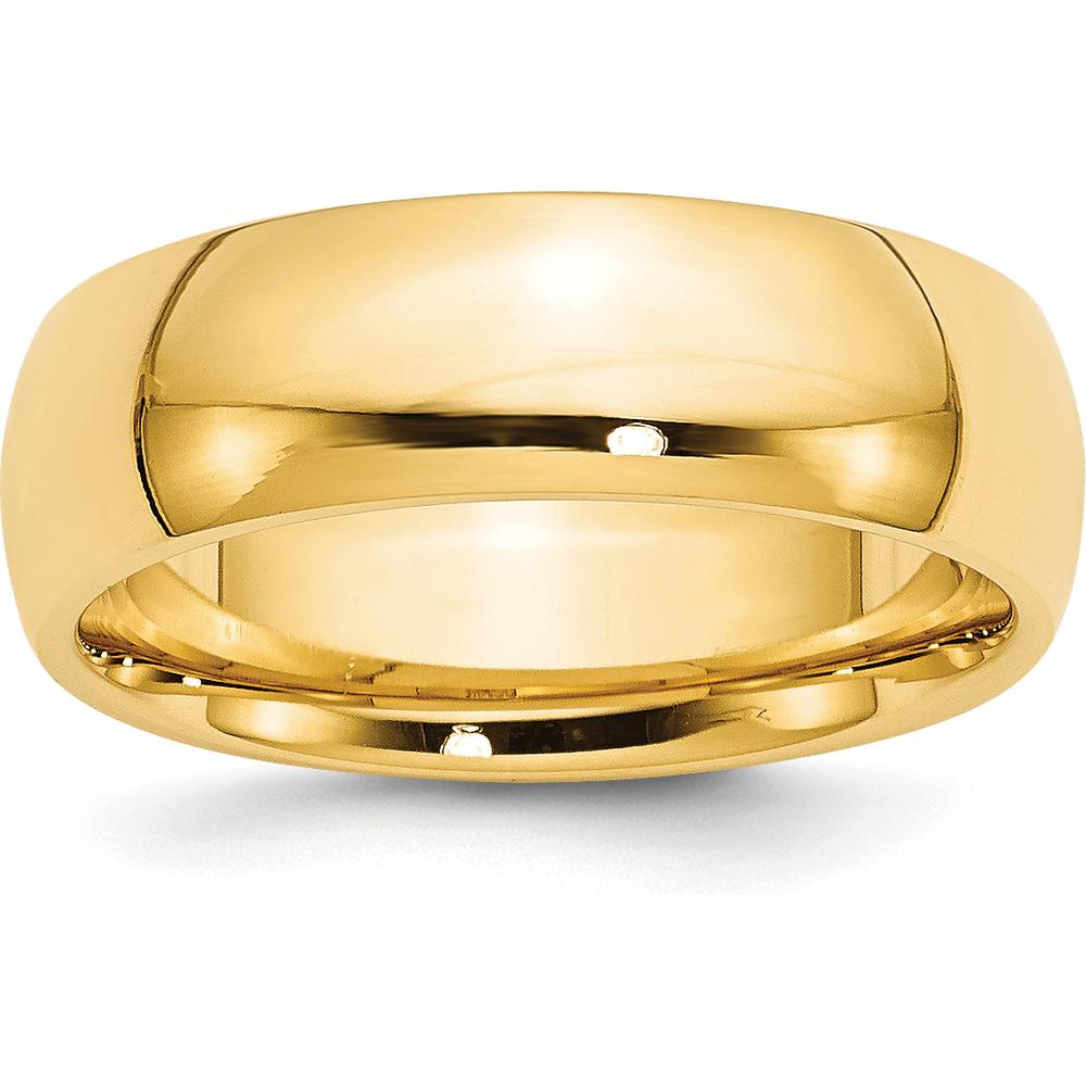 14K Yellow Gold 7mm Comfort Fit Wedding Band - Polished Domed Design Size 8.5 by Luciano & Cie