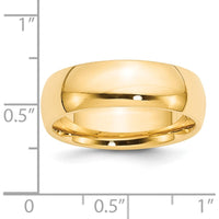 14K Yellow Gold 7mm Comfort Fit Wedding Band - Polished Domed Design Size 8.5 by Luciano & Cie