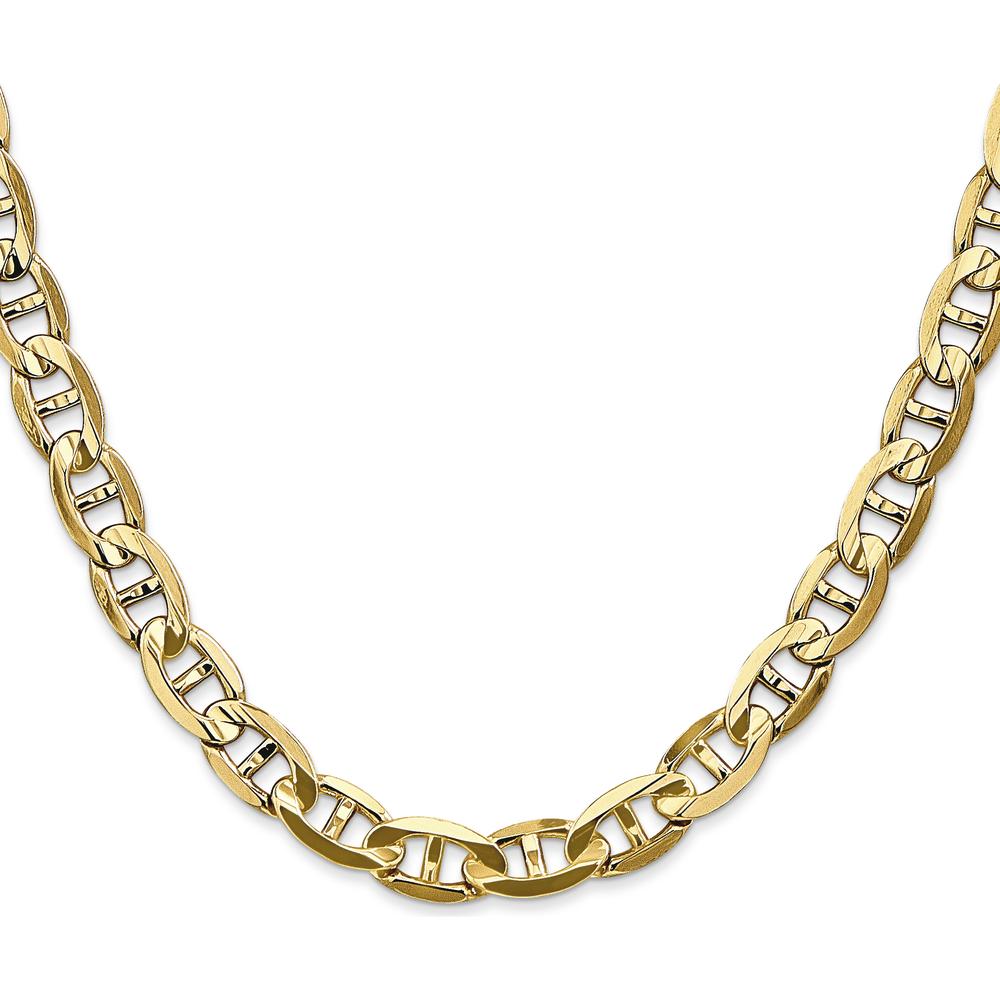 14K Yellow Gold 7mm Concave Anchor Chain Necklace with Lobster Clasp - 18 Inches by Oro Pregiato