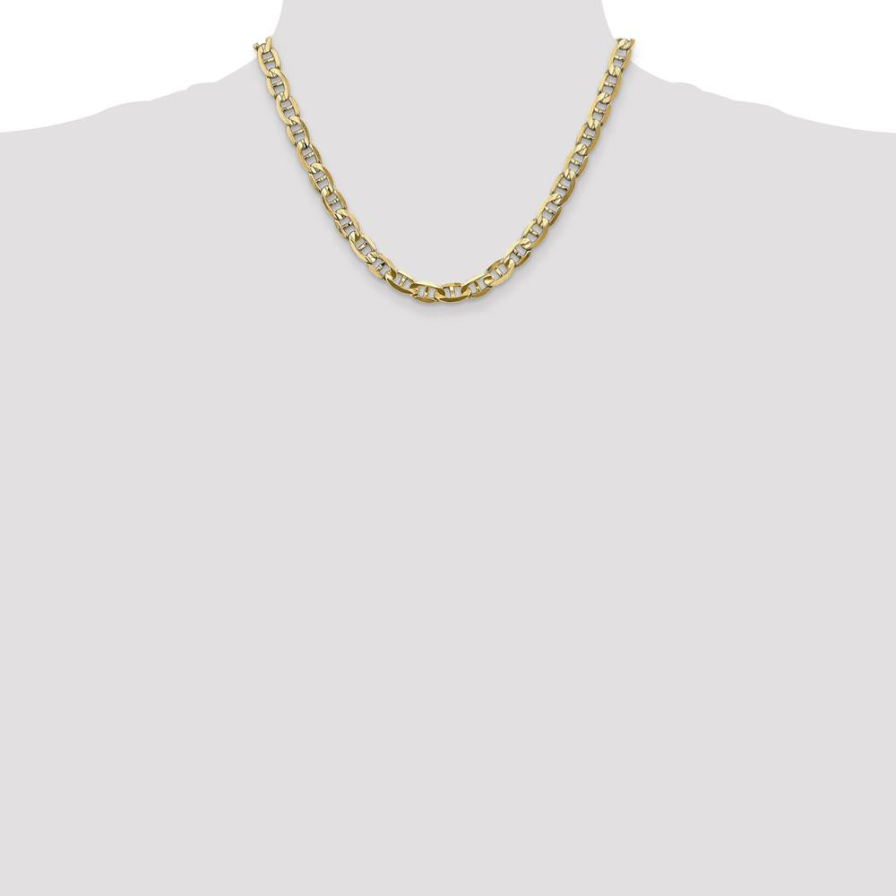 14K Yellow Gold 7mm Concave Anchor Chain Necklace with Lobster Clasp - 18 Inches by Oro Pregiato