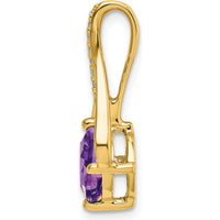 14K Yellow Gold 7mm Cushion Amethyst and Diamond Pendant - 1.31 Carat Amethyst and 0.025 Carat Diamonds by Lumare Gioia