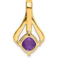 14K Yellow Gold 7mm Cushion Amethyst and Diamond Pendant - 1.31 Carat Amethyst and 0.025 Carat Diamonds by Lumare Gioia