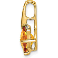 14K Yellow Gold 7mm Cushion Citrine Pendant with Round Diamond Accent - 2 Carat Citrine, 0.008 Carat Diamond by Lumare Gioia