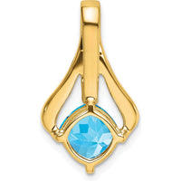 14K Yellow Gold 7mm Cushion Cut Swiss Blue Topaz and Diamond Pendant - 1.31 Carat Topaz, 0.005 Carat Diamond by Lumare Gioia