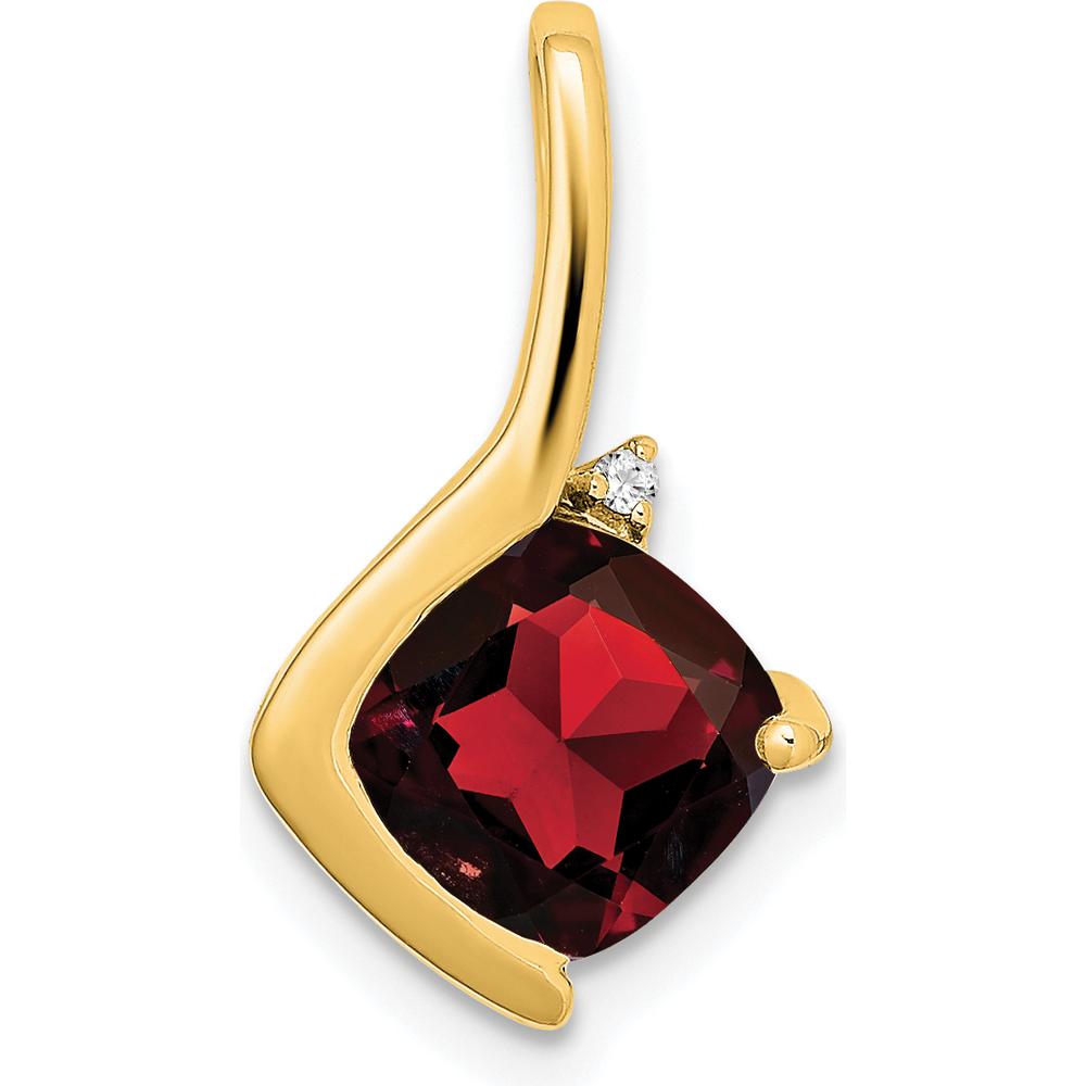 14K Yellow Gold 7mm Cushion Garnet and Diamond Pendant - 2.01 Carat Total Gem Weight by Lumare Gioia