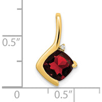 14K Yellow Gold 7mm Cushion Garnet and Diamond Pendant - 2.01 Carat Total Gem Weight by Lumare Gioia