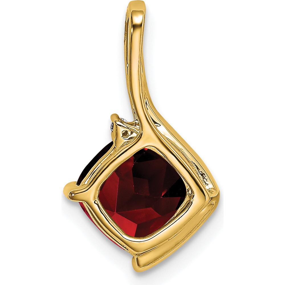 14K Yellow Gold 7mm Cushion Garnet and Diamond Pendant - 2.01 Carat Total Gem Weight by Lumare Gioia