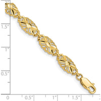 14K Yellow Gold 7mm Diamond-Cut Filigree Oval Link Bracelet - 7" Length by Oro Pregiato