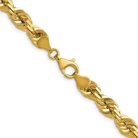 14K Yellow Gold 7mm Diamond-Cut Rope Chain Necklace with Fancy Lobster Clasp - 20" Length