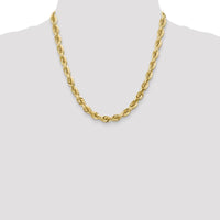 14K Yellow Gold 7mm Diamond-Cut Rope Chain Necklace with Fancy Lobster Clasp - 20" Length