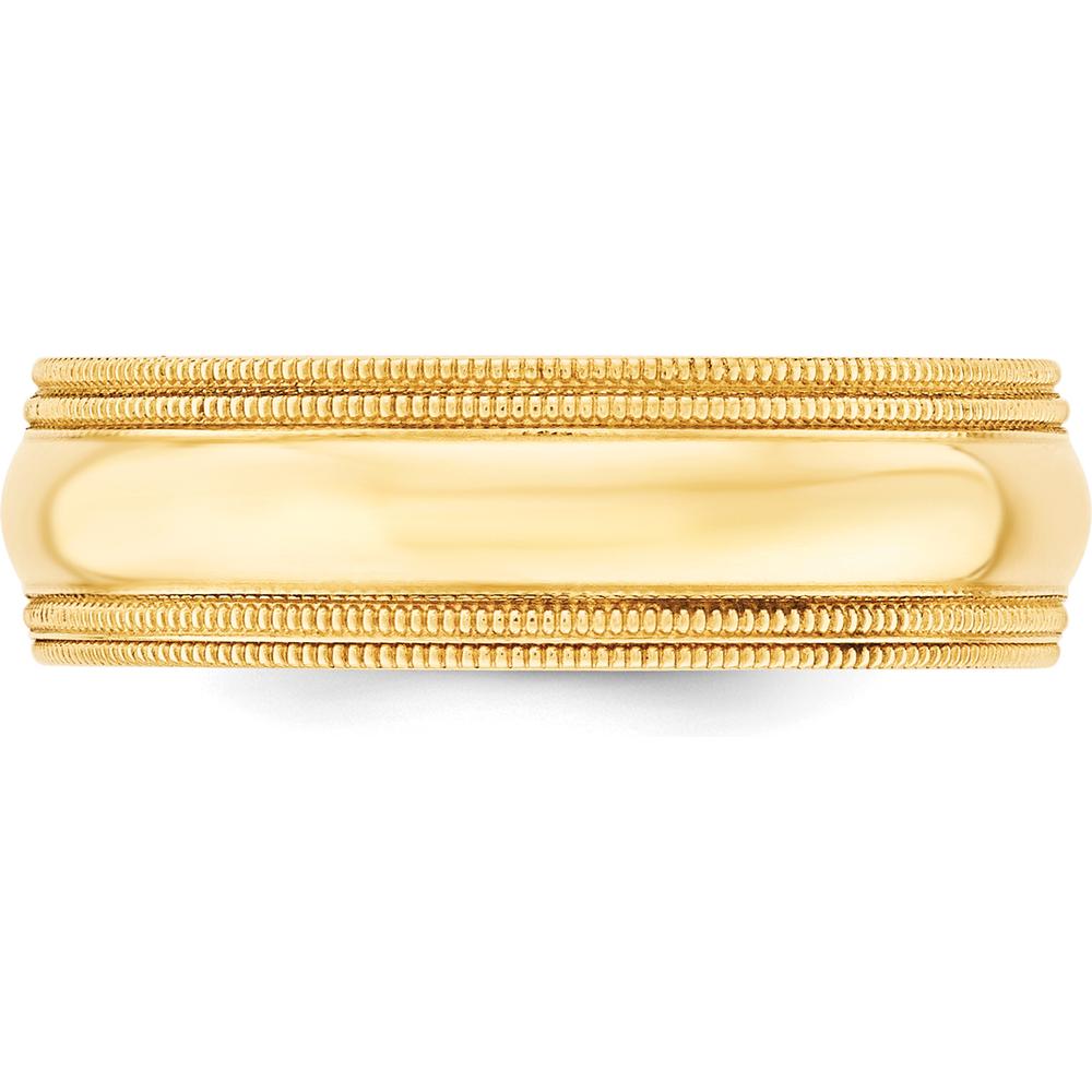 14K Yellow Gold 7mm Double Milgrain Comfort Fit Wedding Band - Size 10.5 by Luciano & Cie