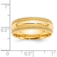14K Yellow Gold 7mm Double Milgrain Comfort Fit Wedding Band - Size 10.5 by Luciano & Cie