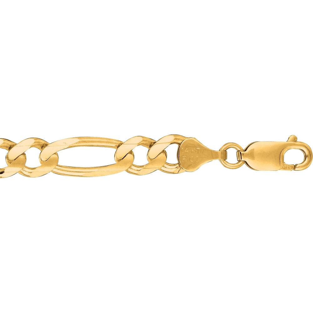 14K Yellow Gold 7mm Figaro Chain Bracelet with Lobster Clasp - 8.5" Length by Orozza Fine Jewelry