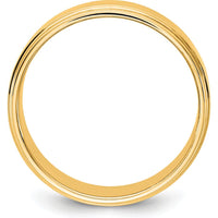 14K Yellow Gold 7mm Flat Band with Step Edge - Polished Finish, Unisex, Engravable by Luciano & Cie