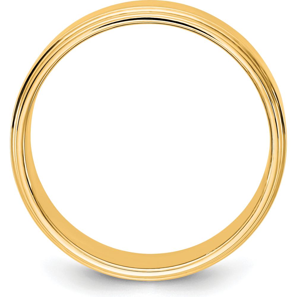 14K Yellow Gold 7mm Flat Band with Step Edge - Polished Finish, Unisex, Engravable by Luciano & Cie
