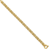 14K Yellow Gold 7mm Flat Byzantine 7.5" Bracelet with Fancy Spring Ring Clasp by 0