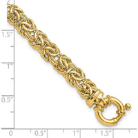 14K Yellow Gold 7mm Flat Byzantine 7.5" Bracelet with Fancy Spring Ring Clasp by 0