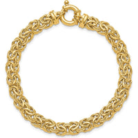 14K Yellow Gold 7mm Flat Byzantine 7.5" Bracelet with Fancy Spring Ring Clasp by 0