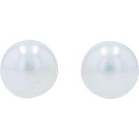 14K Yellow Gold 7mm Freshwater Pearl Stud Earrings - Classic Round Pearl Studs for Women