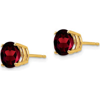 14K Yellow Gold 7mm Garnet Stud Earrings - 1.6 Carat Total Garnet Weight by Monteluci Fine Jewelry