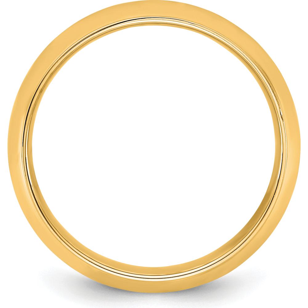 14K Yellow Gold 7mm Half Round Polished Wedding Band with Step Down Edge - Size 10 by Luciano & Cie