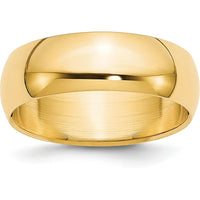 14K Yellow Gold 7mm Half-Round Wedding Band - Size 9 - Solid and Polished Finish, Engravable by Luciano & Cie