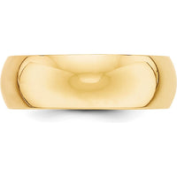 14K Yellow Gold 7mm Half-Round Wedding Band - Size 9 - Solid and Polished Finish, Engravable by Luciano & Cie