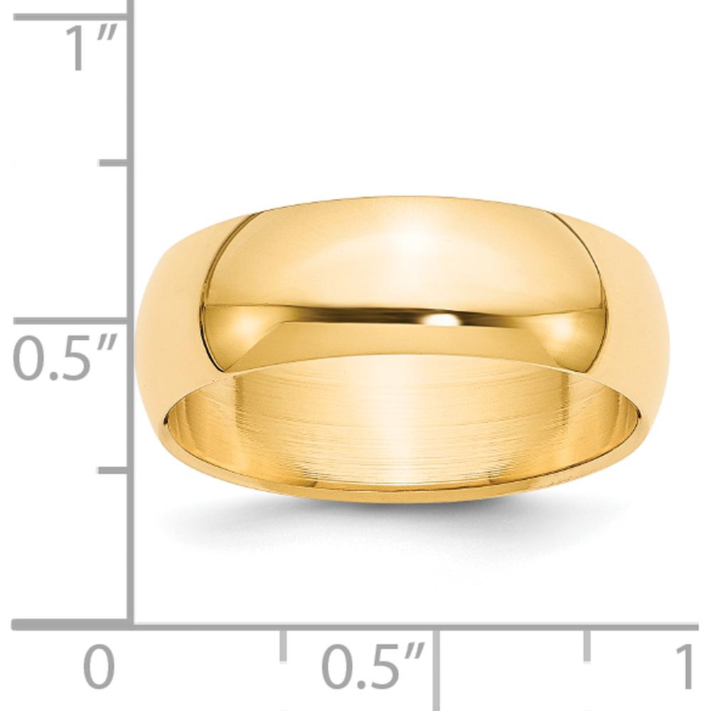 14K Yellow Gold 7mm Half-Round Wedding Band - Size 9 - Solid and Polished Finish, Engravable by Luciano & Cie