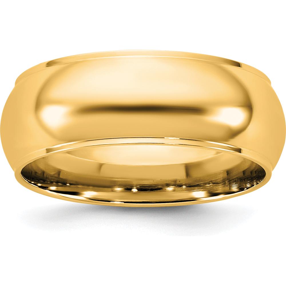 14K Yellow Gold 7mm Half Round Wedding Band with Step-Down Edge by Luciano & Cie