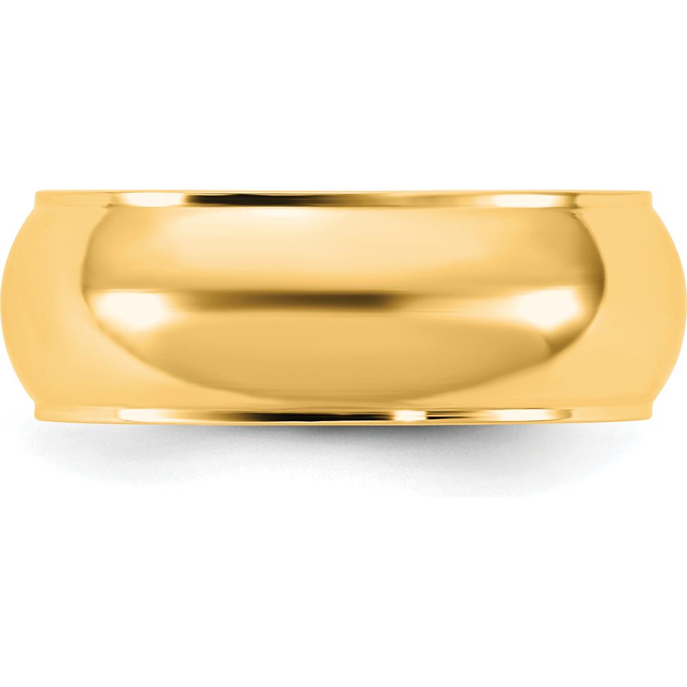 14K Yellow Gold 7mm Half Round Wedding Band with Step-Down Edge by Luciano & Cie
