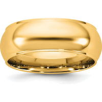 14K Yellow Gold 7mm Half Round Wedding Band with Step Down Edge - Solid Polished Finish by Luciano & Cie