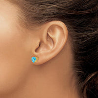 14K Yellow Gold 7mm Heart Shaped Swiss Blue Topaz Stud Earrings - 1.72 Carat Total Gem Weight by Monteluci Fine Jewelry