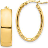 14K Yellow Gold 7mm High Polish Oval Hoop Earrings by 0