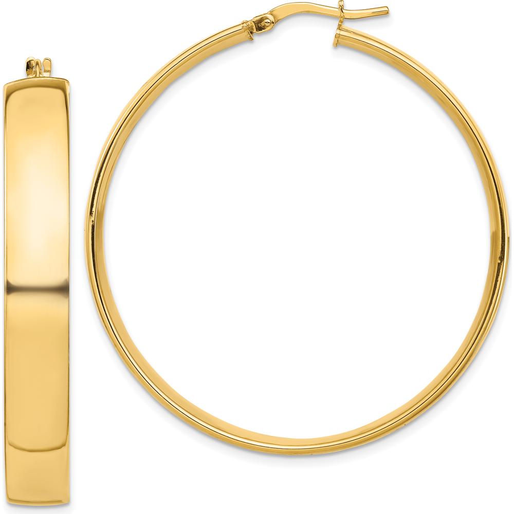 14K Yellow Gold 7mm High Polished Large Hoop Earrings by 0
