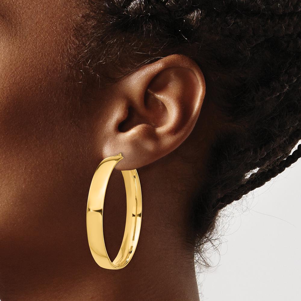 14K Yellow Gold 7mm High Polished Large Hoop Earrings by 0