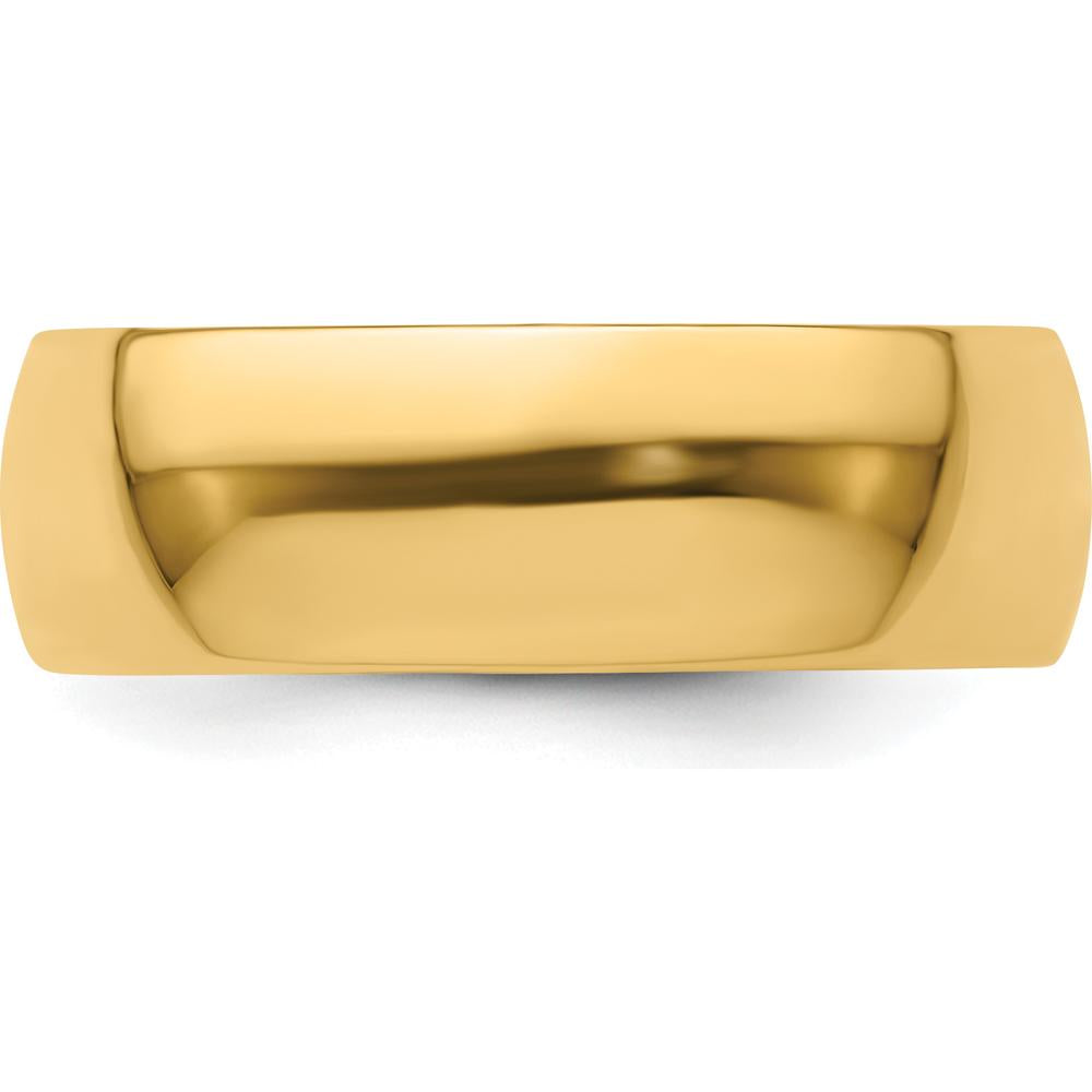 14K Yellow Gold 7mm Lightweight Half Round Wedding Band - Size 11 by Luciano & Cie