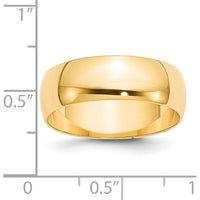 14K Yellow Gold 7mm Lightweight Half Round Wedding Band - Size 11 by Luciano & Cie