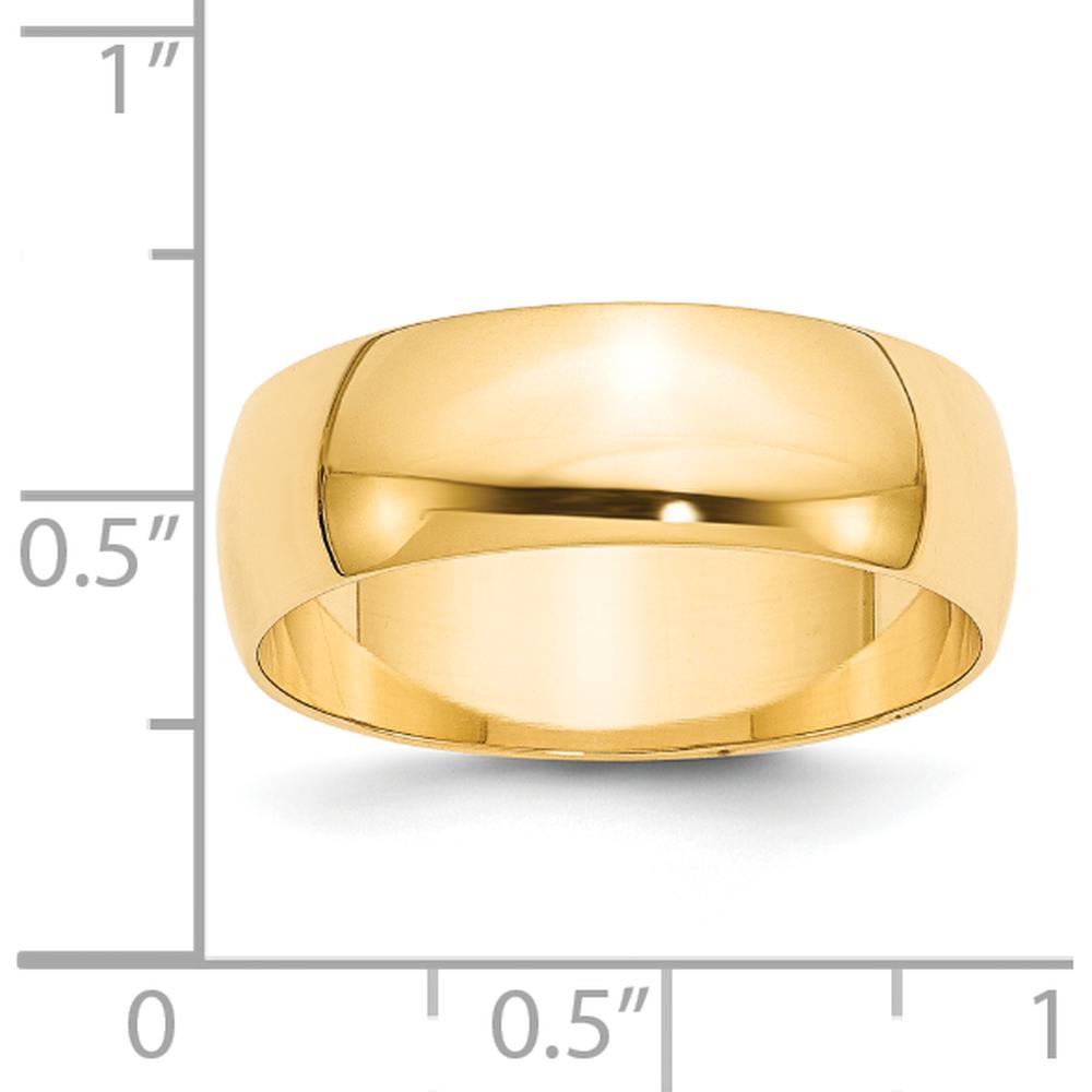 14K Yellow Gold 7mm Lightweight Half Round Wedding Band - Size 11 by Luciano & Cie
