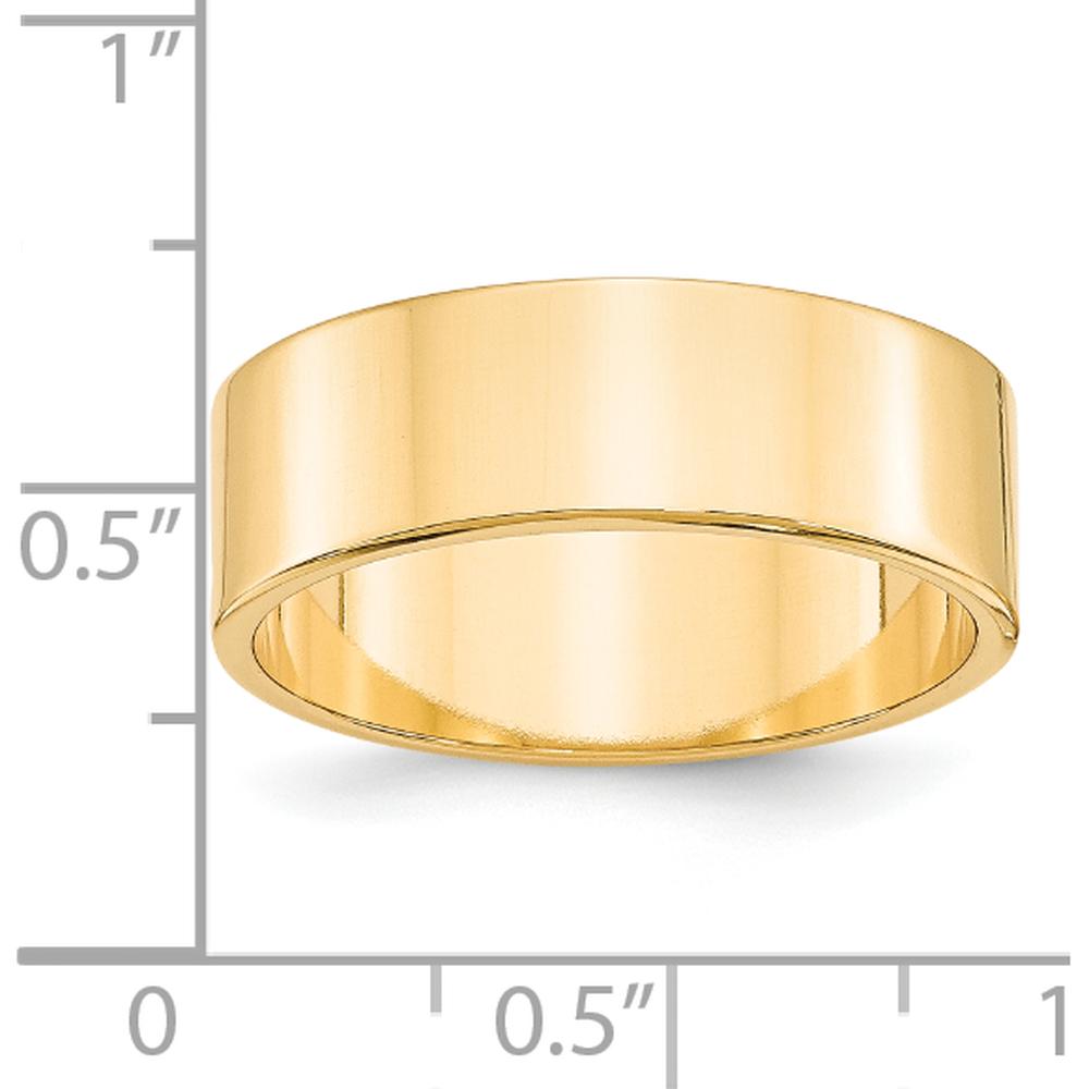 14K Yellow Gold 7mm Lightweight Polished Flat Wedding Band - Size 6 by Luciano & Cie