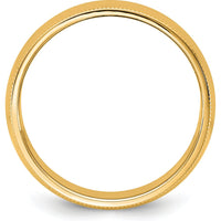 14K Yellow Gold 7mm Milgrain Half Round Band - Engravable Solid Gold Wedding Ring by Luciano & Cie