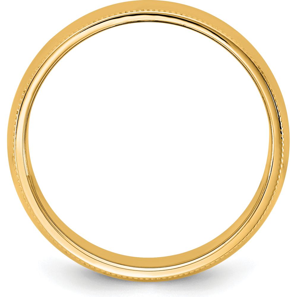 14K Yellow Gold 7mm Milgrain Half Round Band - Engravable Solid Gold Wedding Ring by Luciano & Cie
