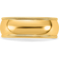 14K Yellow Gold 7mm Milgrain Half Round Band - Engravable Solid Gold Wedding Ring by Luciano & Cie