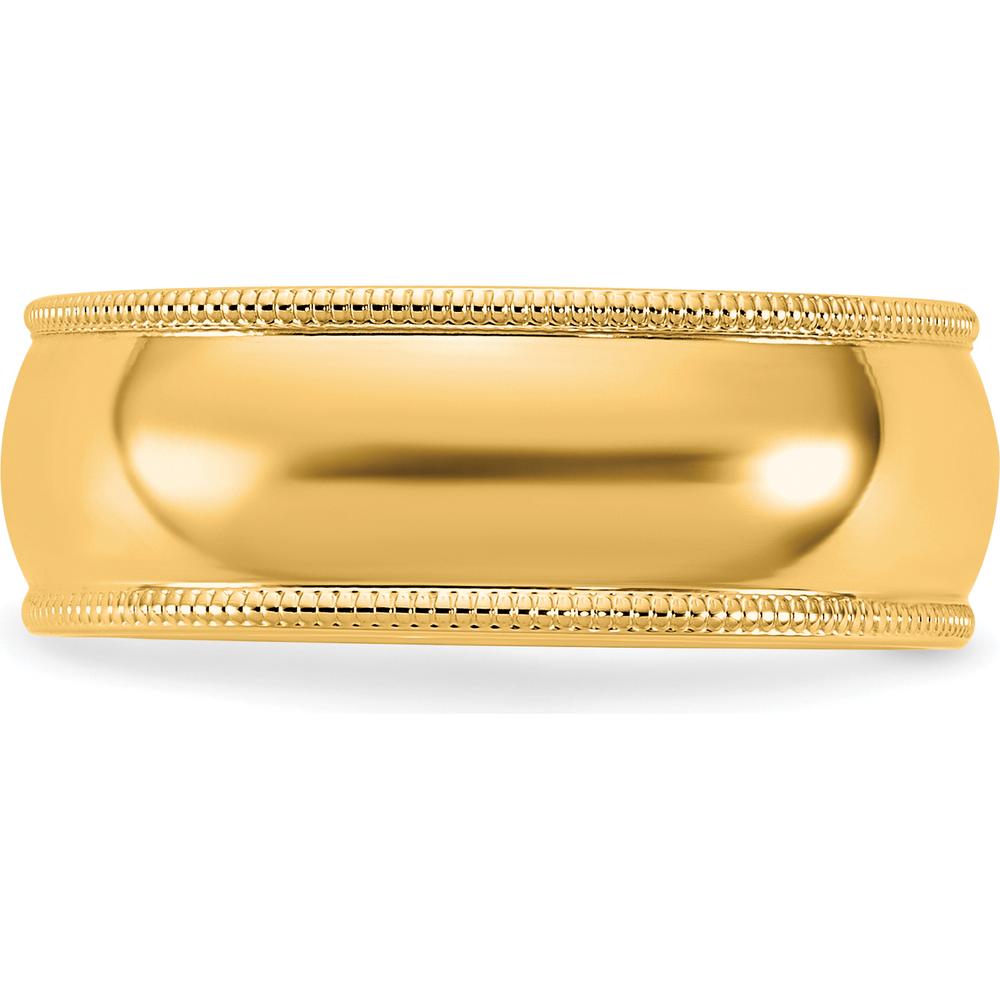 14K Yellow Gold 7mm Milgrain Half Round Band - Engravable Solid Gold Wedding Ring by Luciano & Cie