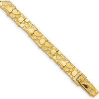 14K Yellow Gold 7mm Nugget Bracelet with Polished and Textured Finish - 7 Inch Length by Oro Pregiato