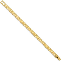 14K Yellow Gold 7mm Nugget Bracelet with Polished and Textured Finish - 7 Inch Length by Oro Pregiato