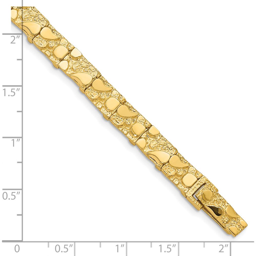 14K Yellow Gold 7mm Nugget Bracelet with Polished and Textured Finish - 7 Inch Length by Oro Pregiato