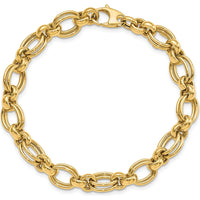 14K Yellow Gold 7mm Polished Fancy Link Bracelet - 7.5" Length by 0