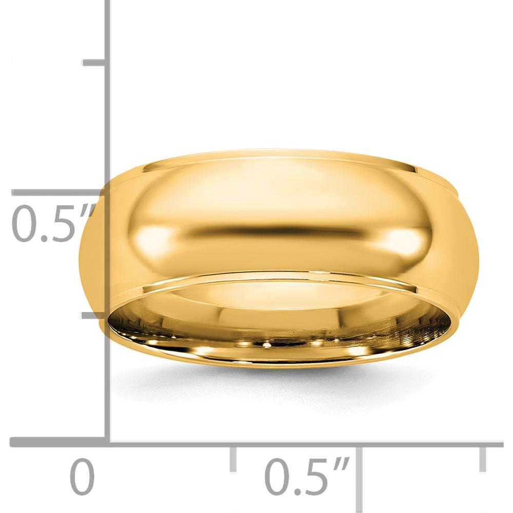 14K Yellow Gold 7mm Polished Half Round Wedding Band with Step-Down Edge - Size 9 by Luciano & Cie